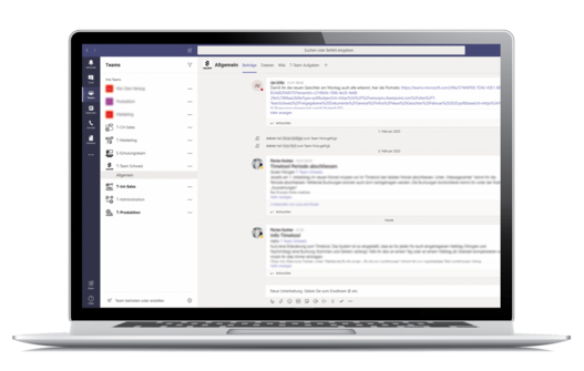 Microsoft Teams geöffnet auf einem Laptop