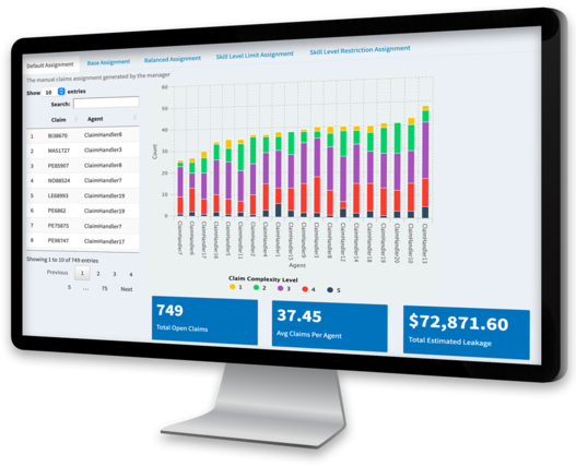 Bildschirm-Screen der Claims Leakage